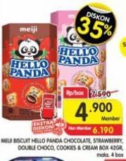 Promo Harga Meiji Hello Panda Biscuit Chocolate, Strawberry, Double Chocolate, Cookies And Cream 45 gr - Superindo