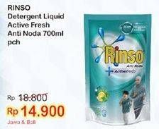 Promo Harga RINSO Liquid Detergent Active Fresh 700 ml - Indomaret