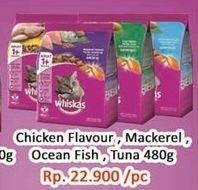 Promo Harga Whiskas Dry Food Adult Chicken, Adult Mackerel, Adult Ocean Fish, Adult Tuna 480 gr - Hari Hari