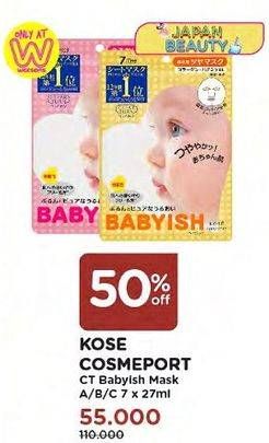 Promo Harga KOSE Cosmeport Babyish Clear Turn Face Mask A, B, C per 7 pcs 27 ml - Watsons