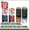 Promo Harga DIAMON Juice/BROOKFARM Fresh Milk  - Hypermart