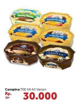 Promo Harga CAMPINA Ice Cream All Variants 700 ml - Carrefour