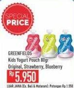 Promo Harga GREENFIELDS Yogurt Squeeze Blueberry, Original, Strawberry 80 gr - Hypermart
