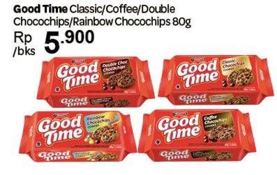 Promo Harga GOOD TIME Cookies Chocochips Classic, Coffee, Double Choc, Rainbow Chocochip 80 gr - Carrefour