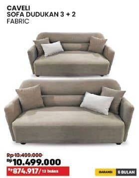 Courts Caveli Sofa Dudukan 3 + 2 | Fabric  Diskon 22%, Harga Promo Rp10.499.000, Harga Normal Rp13.499.000, Cicilan : Rp874.917/12 Bulan
Garansi 6 Bulan