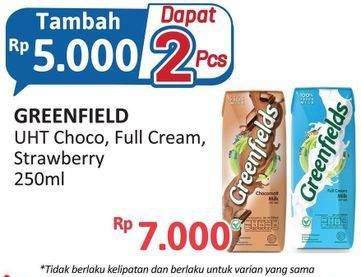 Promo Harga Greenfields UHT Choco Malt, Full Cream, Strawberry 250 ml - Alfamidi