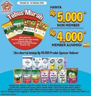Promo Harga ROSE BRAND Gula Tebu Kuning / Premium / GULAKU Gula Tebu Kuning / Premium 1kg  - Alfamidi