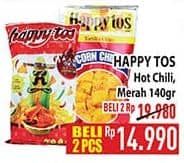 Promo Harga Happy Tos Tortilla Chips Hot Chili, Merah 140 gr - Hypermart