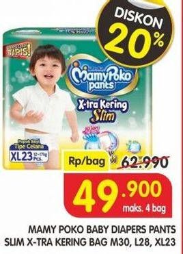 Promo Harga Mamy Poko Pants Xtra Kering Slim Tidak Gembung M30, L28, XL23  - Superindo