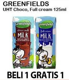 Promo Harga GREENFIELDS UHT Full Cream, Choco 125 ml - Alfamart