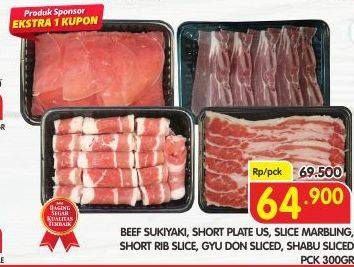 Promo Harga Beef Sukiyaki/Short Plate US/Slice Marbling/Short Rib Slice/Gyu Don Sliced/Shabu Sliced  - Superindo