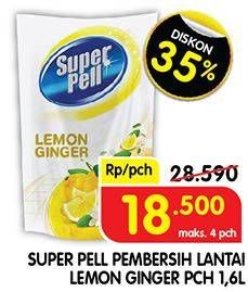 Promo Harga SUPER PELL Pembersih Lantai Lemon Ginger 1600 ml - Superindo