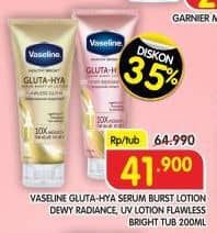 Promo Harga Vaseline Healthy Bright Gluta-Hya Lotion Dewy Radiance, Flawless Bright 200 ml - Superindo