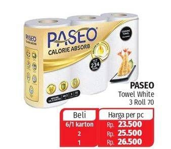 Promo Harga PASEO Kitchen Towel White 3 roll - Lotte Grosir