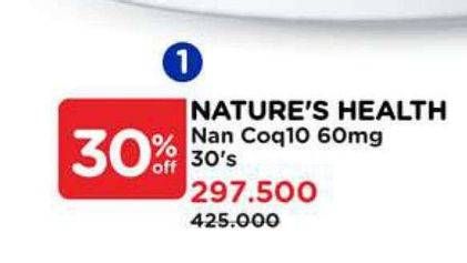 Promo Harga Natures Health Nano CoQ10 30 pcs - Watsons