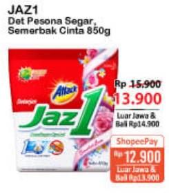 Promo Harga ATTACK Jaz1 Detergent Powder Semerbak Cinta, Pesona Segar 850 gr - Alfamart