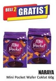 Promo Harga NARAYA Mini Pocket Wafer Cokelat 60 gr - Hari Hari