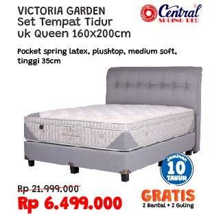 Promo Harga CENTRAL SPRING BED Victoria Garden Bed Set 160x200cm  - COURTS