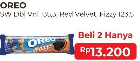 Promo Harga OREO Biskuit Sandwich Double Vanilla, Red Velvet, Fizzy 123 gr - Alfamart