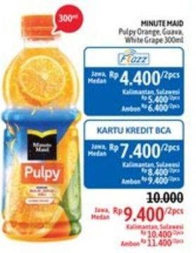Promo Harga MINUTE MAID Juice Pulpy Orange, Guava, White Grape With Nata De Coco Bits per 2 botol 300 ml - Alfamidi