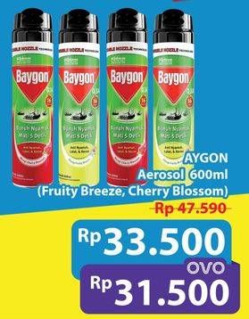 Promo Harga Baygon Insektisida Spray Cherry Blossom, Fruity Breeze 600 ml - Hypermart