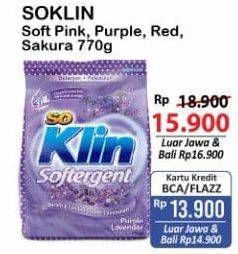 Promo Harga SO KLIN Softergent Cheerful Red, Purple Lavender, Rossy Pink, Soft Sakura 770 gr - Alfamart