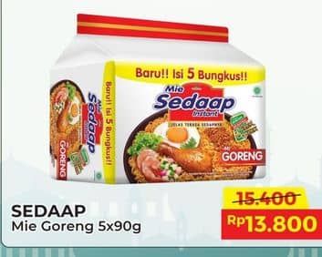 Promo Harga Sedaap Mie Goreng Original per 5 pcs 90 gr - Alfamart