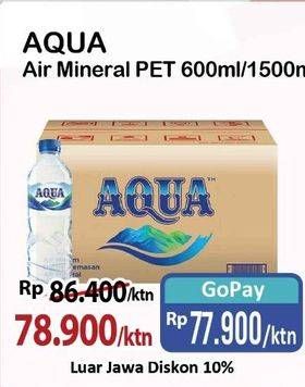 Promo Harga Aqua Air Mineral per 24 botol 600 ml - Alfamart
