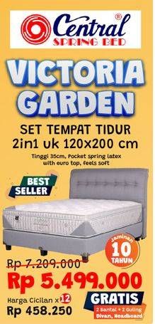Promo Harga CENTRAL SPRING BED Victoria Garden Bed Set 120x200cm  - Courts