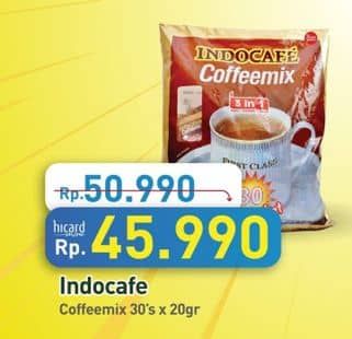 Promo Harga Indocafe Coffeemix 3in1 per 30 sachet 20 gr - Hypermart