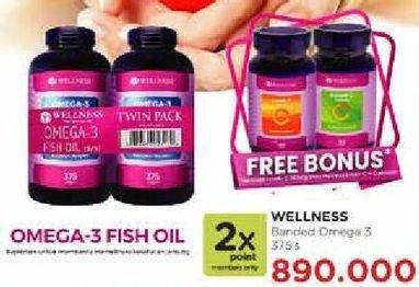 Promo Harga WELLNESS Omega 3 Banded per 2 botol 375 pcs - Watsons