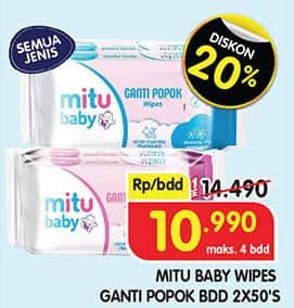 Promo Harga Mitu Baby Wipes Ganti Popok All Variants 50 pcs - Superindo