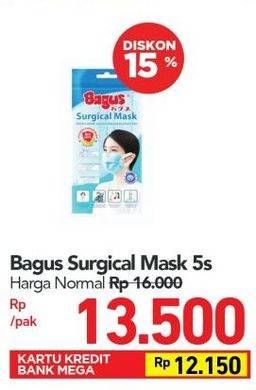 Promo Harga BAGUS Surgical Mask 5 pcs - Carrefour