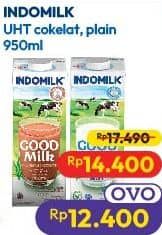 Promo Harga Indomilk Susu UHT Cokelat, Full Cream Plain 950 ml - Hypermart