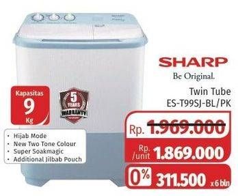 Promo Harga SHARP ES-T99SJ-BL/PK | Washing Machine Twin Tube Hijab Series 7.5kg  - Lotte Grosir