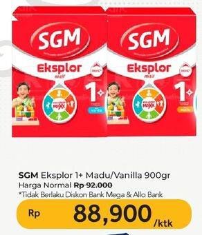 Promo Harga SGM Eksplor 1+ Susu Pertumbuhan Madu, Vanila 900 gr - Carrefour