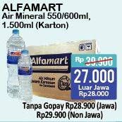 Promo Harga Air Mineral 550/600/1500ml  - Alfamart