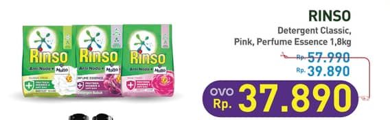 Promo Harga Rinso Anti Noda Deterjen Bubuk + Molto Classic Fresh, + Molto Pink Rose Fresh, + Molto Purple Perfume Essence 1800 gr - Hypermart