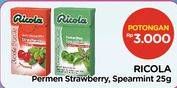 Promo Harga RICOLA Permen Rendah Gula Strawberry, Spearmint 25 gr - Alfamidi