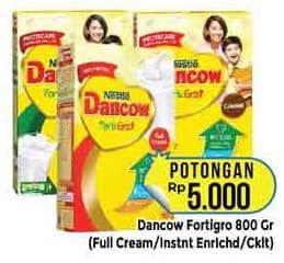 Promo Harga Dancow FortiGro Susu Bubuk Full Cream, Instant, Instant Cokelat 800 gr - Hypermart
