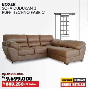 Promo Harga Boxer Sofa Dudukan 3 + Puff  - COURTS