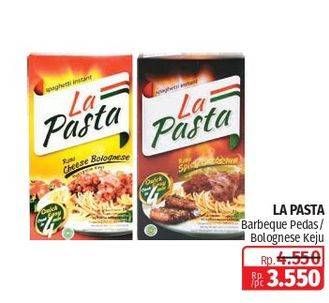 Promo Harga LA PASTA Spaghetti Instant Cheese Bolognese, Spicy Barbeque 57 gr - Lotte Grosir