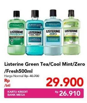 Promo Harga LISTERINE Mouthwash Antiseptic Natural Green Tea, Cool Mint, Zero, Fresh Burst 500 ml - Carrefour