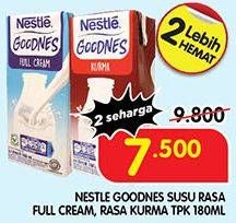 Promo Harga Nestle Goodnes UHT Full Cream, Kurma 180 ml - Superindo