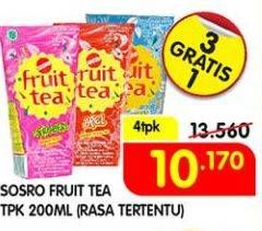 Promo Harga SOSRO Fruit Tea Apple, Stroberi 200 ml - Superindo