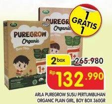 Promo Harga ARLA Puregrow Organic 1+ Boys, Girls per 2 box 360 gr - Superindo