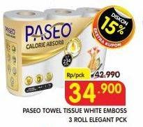 Promo Harga Paseo Calorie Absorbs Cooking Towel 3 roll - Superindo