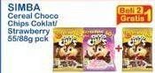 Promo Harga Simba Cereal Choco Chips Strawberry, Coklat 55 gr - Indomaret