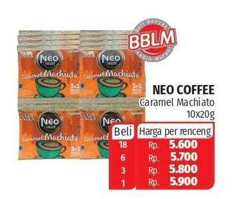 Promo Harga Neo Coffee 3 in 1 Instant Coffee Caramel Machiato per 10 pcs 20 gr - Lotte Grosir
