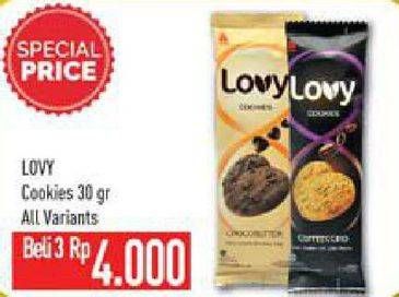 Promo Harga LOVY Biskuit Cookies All Variants per 3 pouch 30 gr - Hypermart